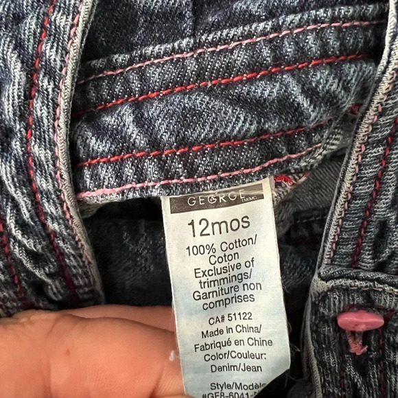 George Denim Overalls Embroidered Heart “Pretty Girl” | Size 12M - Picture 5 of 5